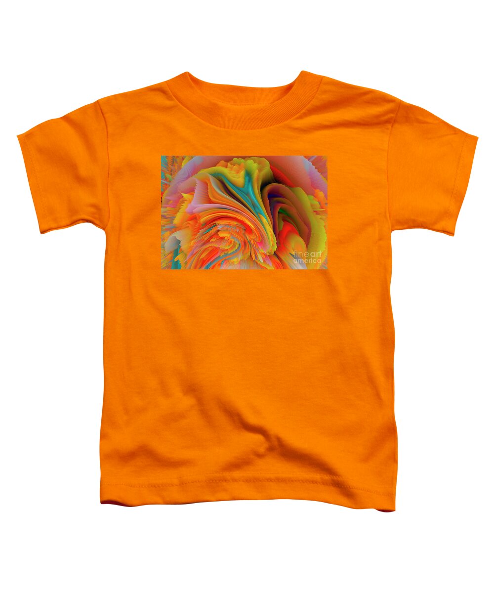 Rainbow Toddler T-Shirt featuring the mixed media A Flower In Rainbow Colors Or A Rainbow In The Shape Of A Flower 2 by Elena Gantchikova