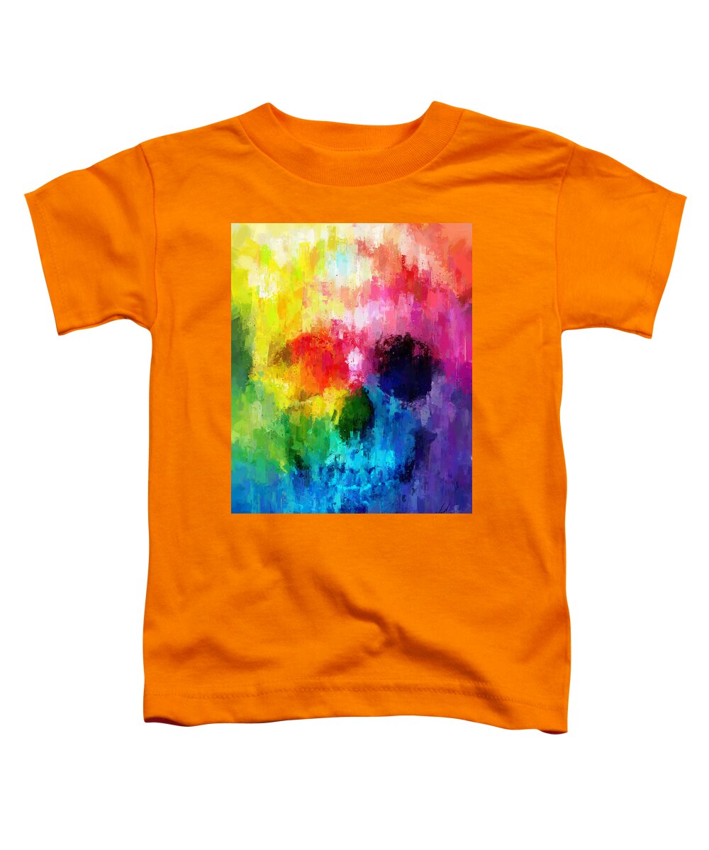 Rainbow Toddler T-Shirt featuring the painting Rainbow skull by Vart Studio