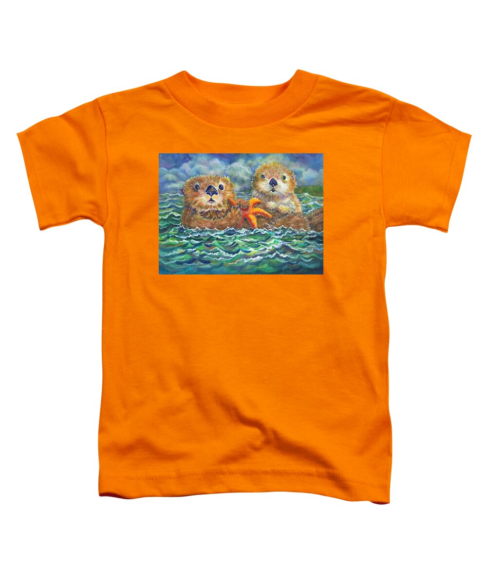 Sea Otters Toddler T-Shirt featuring the painting Sea Otters by Ann Nicholson