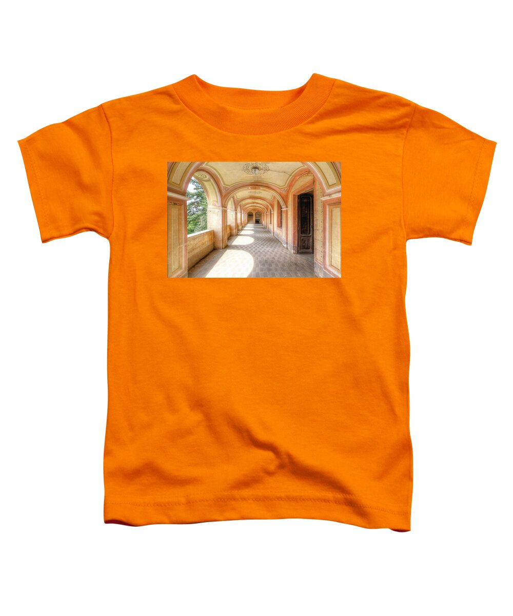 Urban Toddler T-Shirt featuring the photograph Soft Abandoned Hallway by Roman Robroek