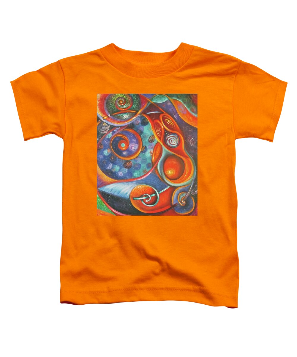 Spirals Toddler T-Shirt featuring the painting Spirals by Sherry Strong