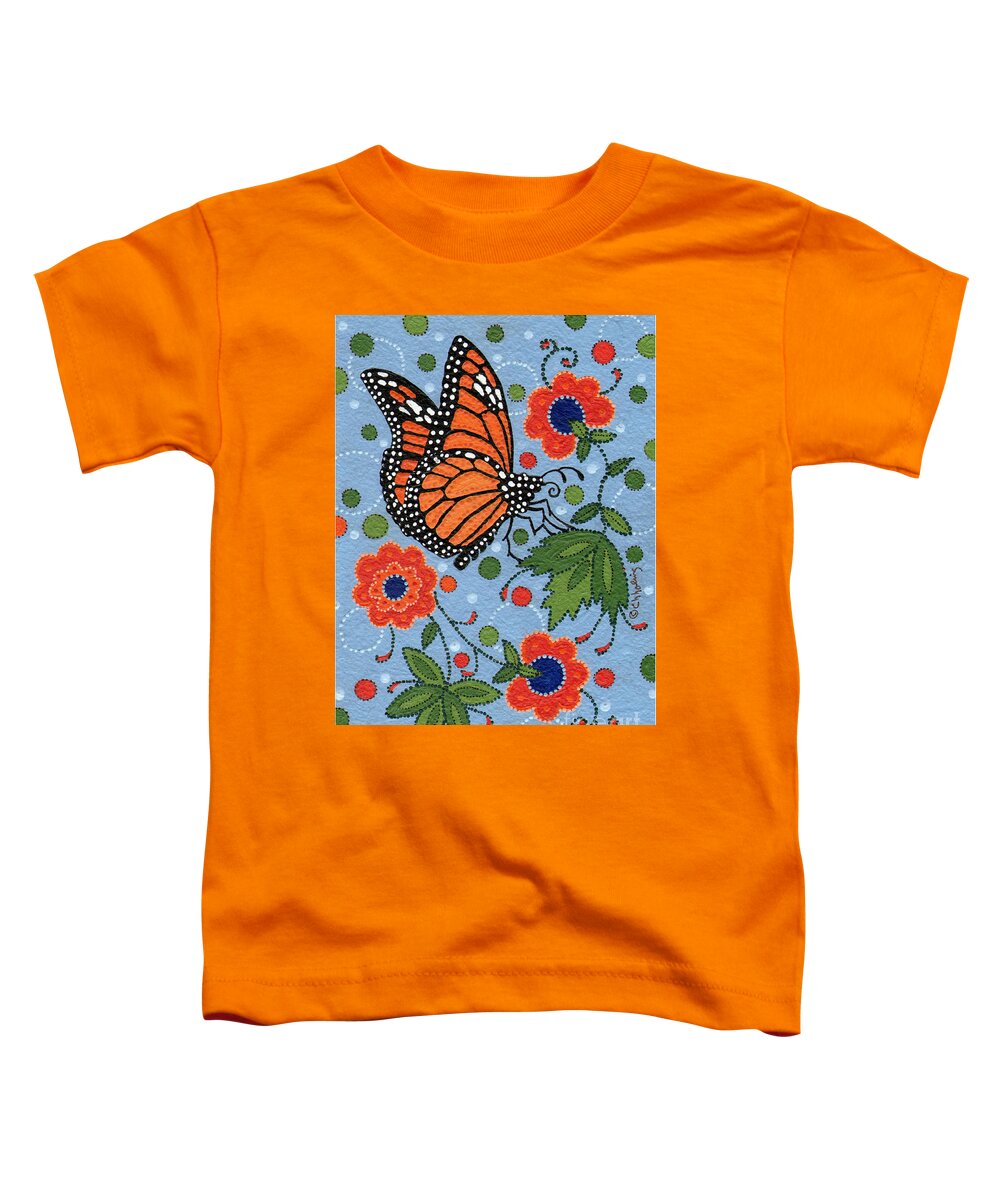 Monarch Toddler T-Shirt featuring the painting Summer Monarch Butterfly by Chholing Taha