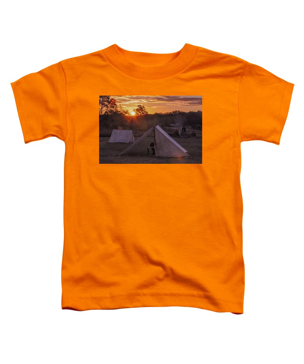 Sunrise Toddler T-Shirt featuring the photograph Sunrise Camping at Gettysburg by Bill Cannon