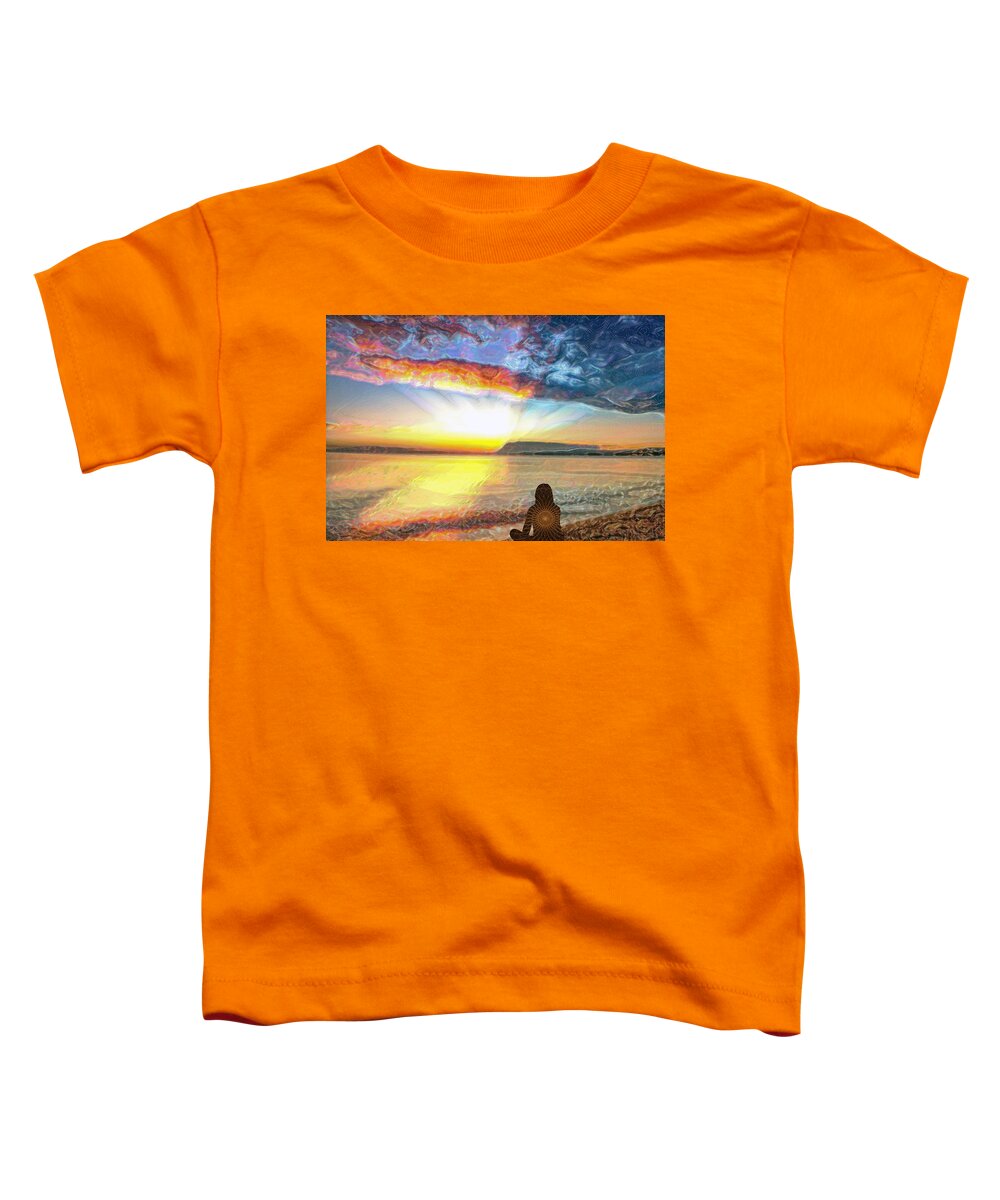 Meditation Toddler T-Shirt featuring the digital art Sunset Meditation by Alex Mir