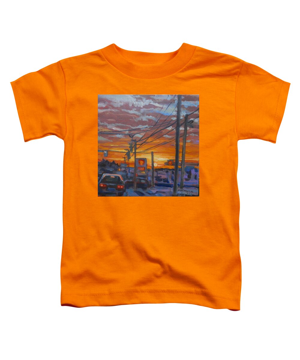 Sunset Toddler T-Shirt featuring the painting Sunset on Gray Hiway by Martha Tisdale