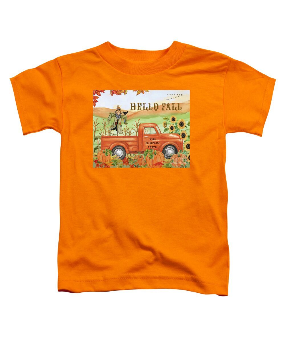 Autumn Toddler T-Shirt featuring the painting The Pumpkin Patch Truck C by Jean Plout