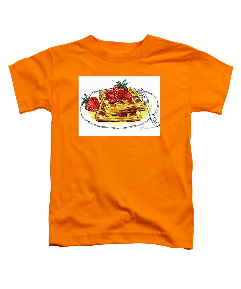 Waffles Toddler T-Shirt featuring the painting Waffles and Strawberries by Adele Bower