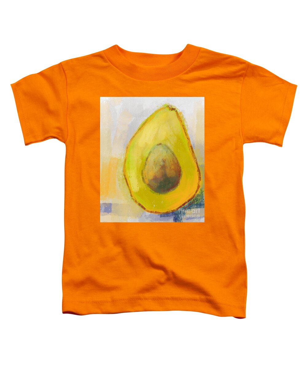 Green Avocado Toddler T-Shirt featuring the digital art Avocado Modern Art Kitchen Decor #2 by Patricia Awapara