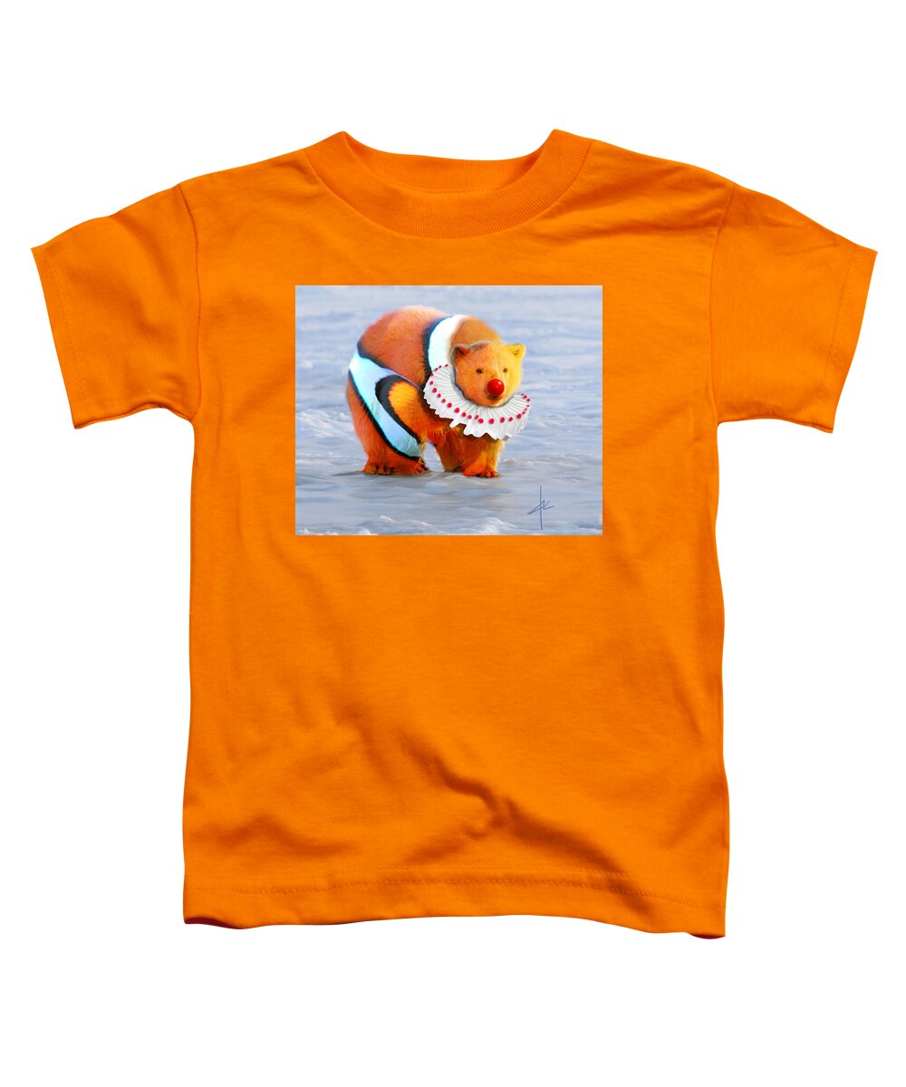 Clownfish Polar Bear Toddler T-Shirt featuring the painting Clownfish Polar Bear #1 by DC Langer