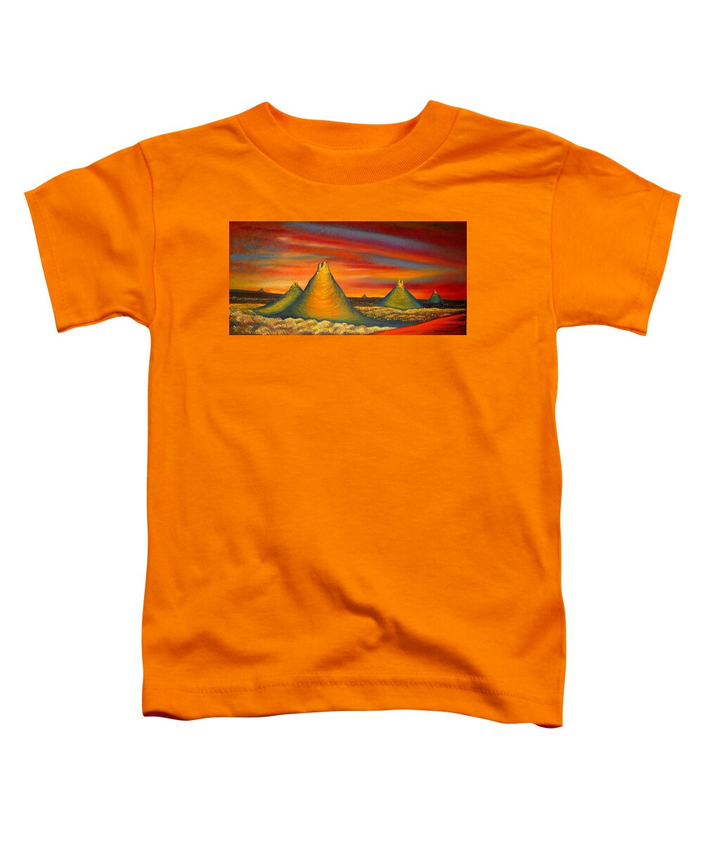 Red Toddler T-Shirt featuring the painting Sunset #1 by Franci Hepburn