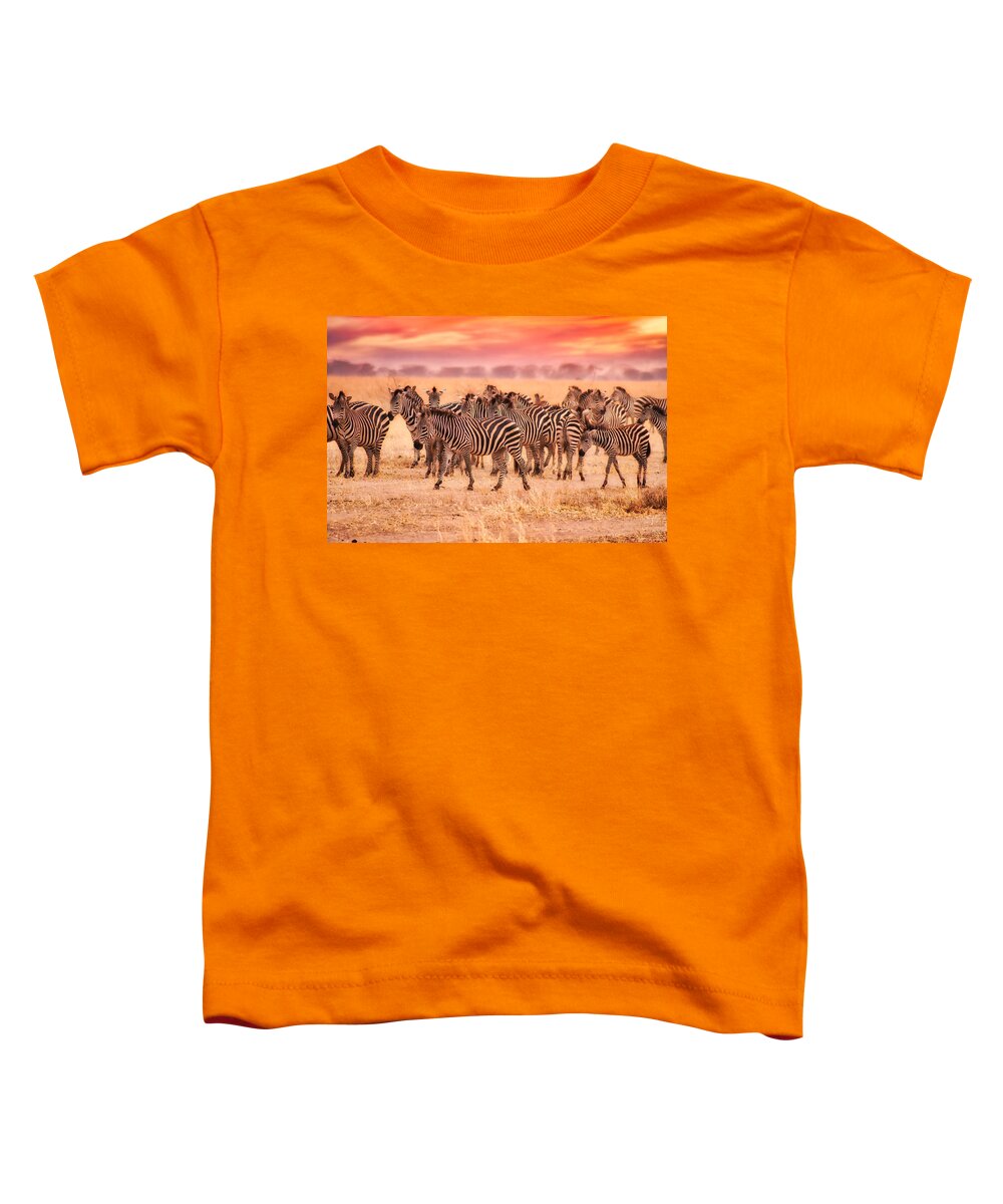 Zebra Toddler T-Shirt featuring the photograph Zebra Herd #4 by Bruce Block