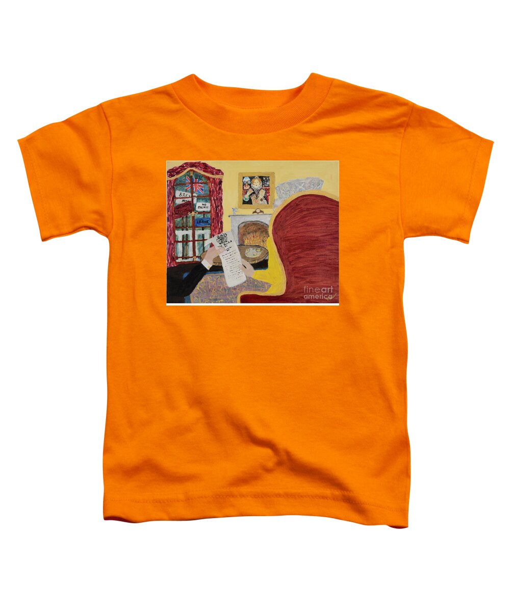 Queen Elizabeth Toddler T-Shirt featuring the painting A Royal Dilemma by David Westwood