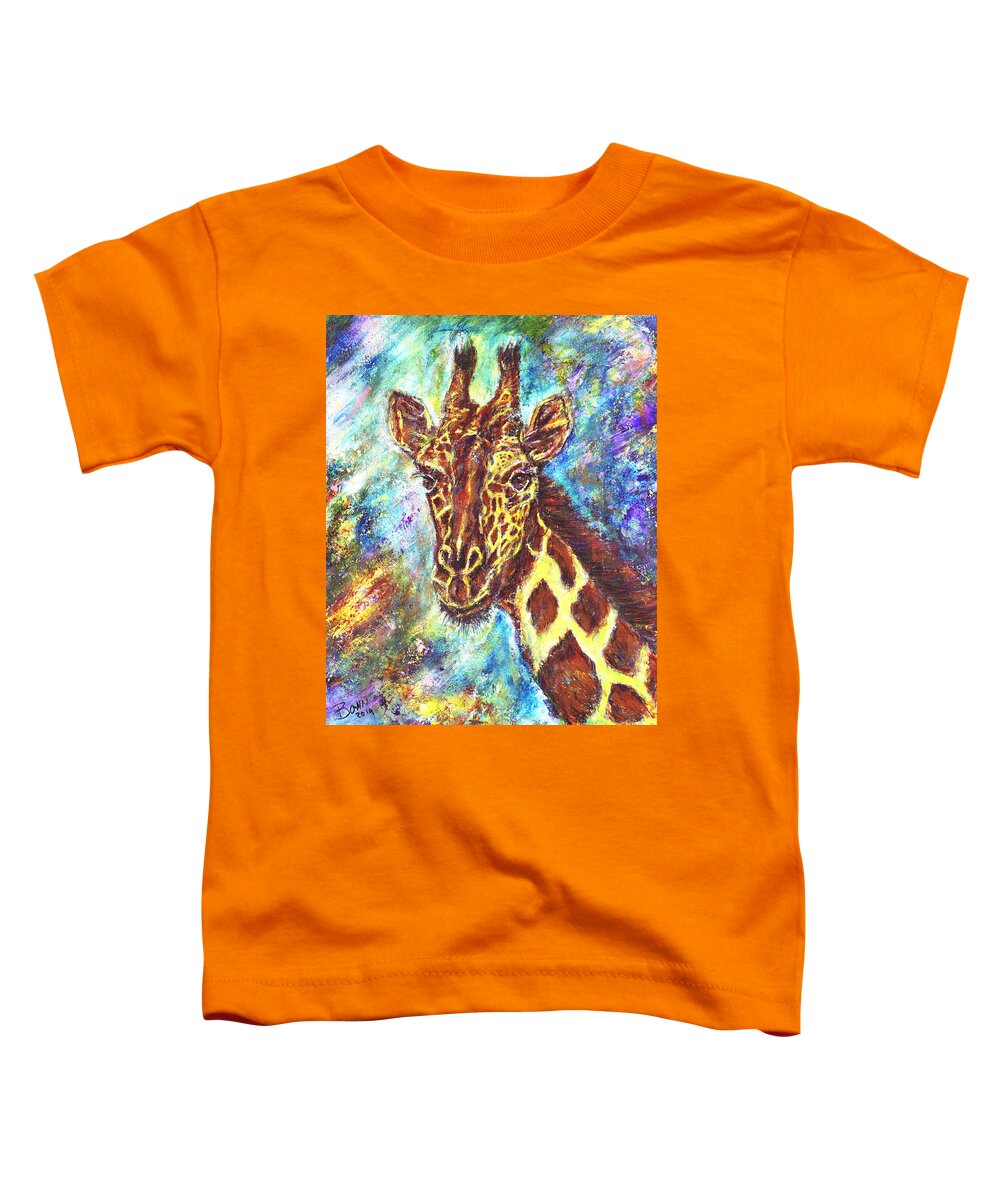 African Giraffe Toddler T-Shirt featuring the painting African Giraffe by John Bohn