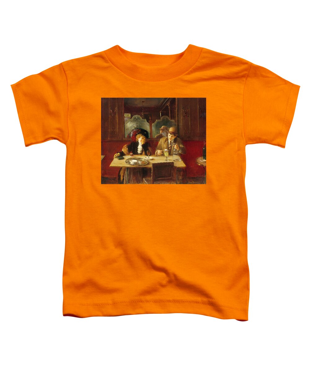 19th Century Painters Toddler T-Shirt featuring the painting At the Cafe, Says Absinthe by Jean Beraud