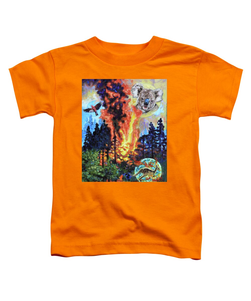 Fire Toddler T-Shirt featuring the painting Australia's on Fire by John Lautermilch