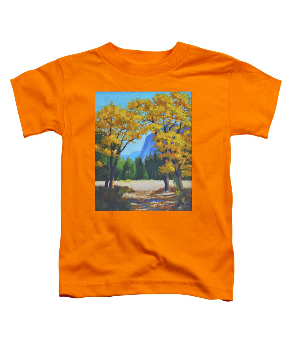 Autumn Toddler T-Shirt featuring the painting Autumn Gold by Alice Leggett