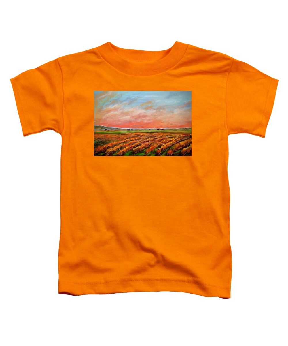 Autumn Toddler T-Shirt featuring the painting Autumn Vineyard by Joel Tesch
