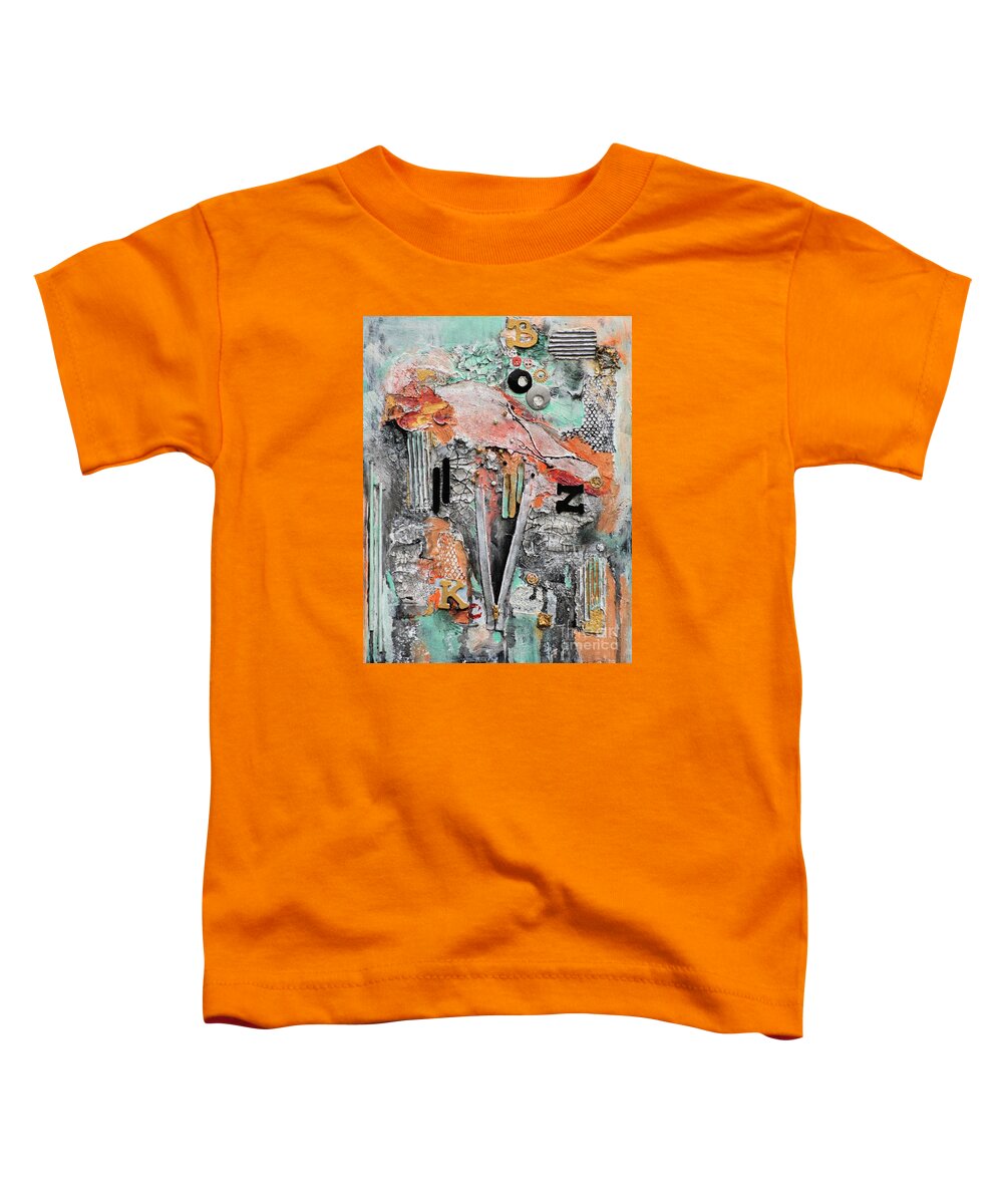 Rustic Mixed Media Toddler T-Shirt featuring the mixed media B-kuz by Jean Clarke