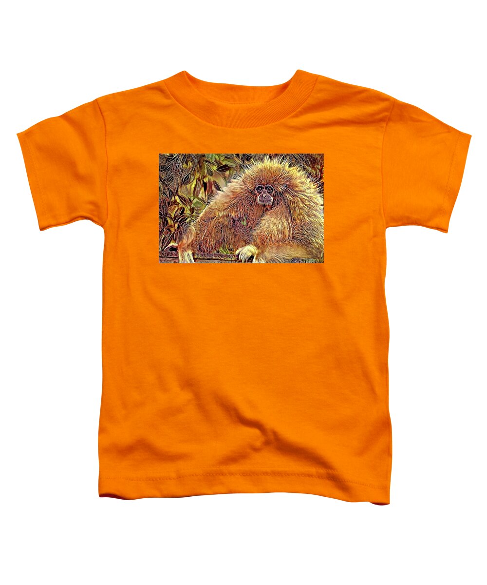 Gibbons Toddler T-Shirt featuring the mixed media Bad Hair Day by Debra Kewley