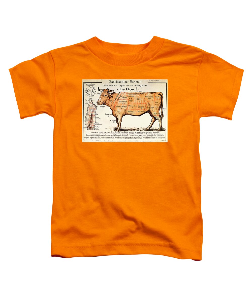 Le Boeuf; Cow; Cut; Joint; Food; Animal; Butchering Toddler T-Shirt featuring the drawing Beef by French School