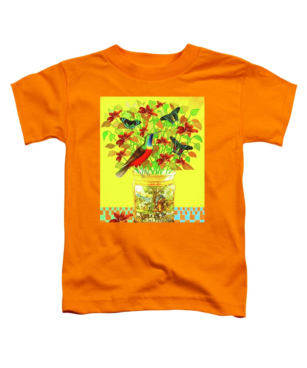 Bouquet Toddler T-Shirt featuring the mixed media Bouquet in an Apothecary Jar by Lorena Cassady