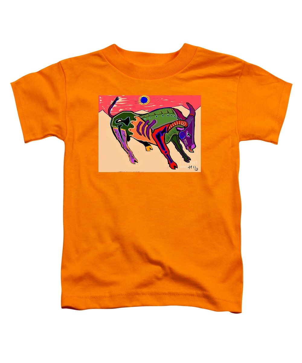  Toddler T-Shirt featuring the digital art Bull Rush by Hans Magden