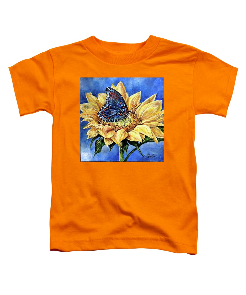 Nature Toddler T-Shirt featuring the painting Butterflies are Blue by Karen Needle
