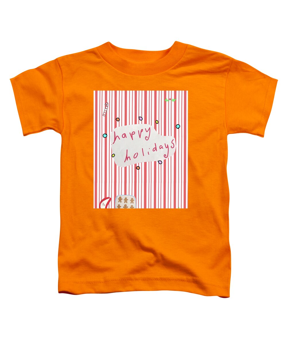 Holiday Toddler T-Shirt featuring the mixed media Candy Stripe Holiday by Ashley Rice