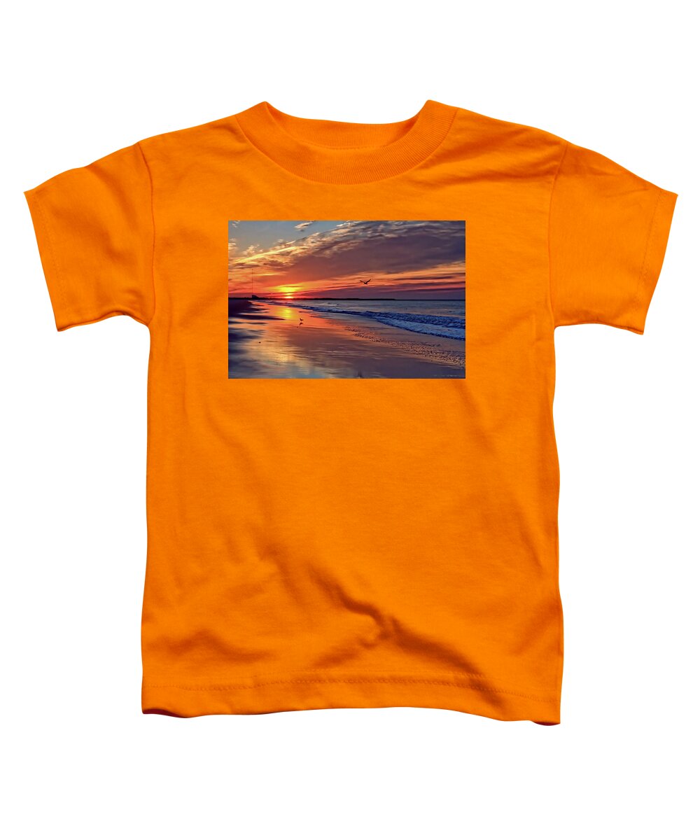 Lifeguard Stand Toddler T-Shirt featuring the photograph Cape May NJ MORNING AFTER THE STORM by Geraldine Scull