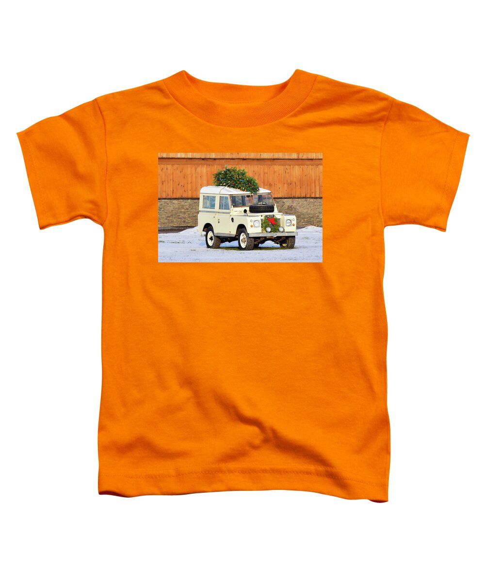 Land Rover Toddler T-Shirt featuring the photograph Christmas Land Rover by Nicole Lloyd