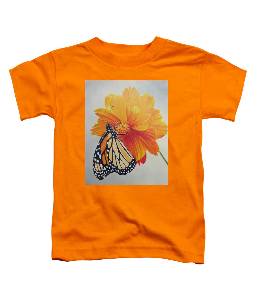 Monarch Toddler T-Shirt featuring the drawing Climb Every Flower by Kelly Speros