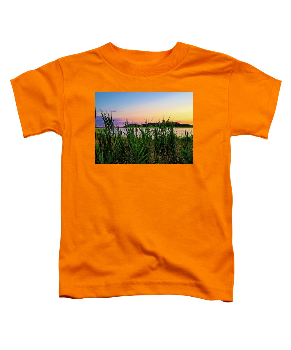 Reflections Toddler T-Shirt featuring the photograph Cordgrass Island and Sunset by Marianne Campolongo