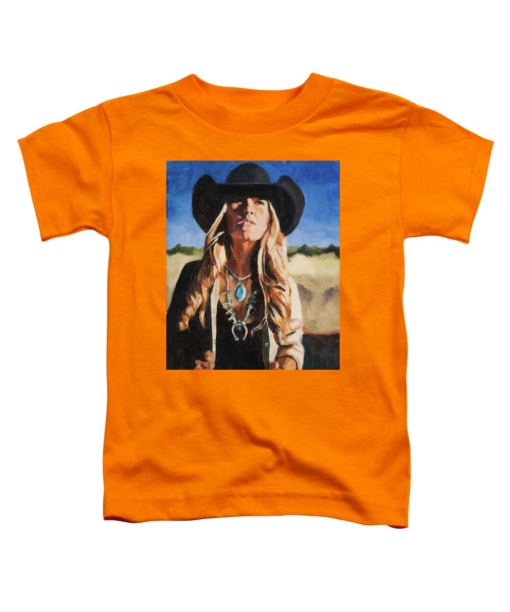 Cowgirl Toddler T-Shirt featuring the painting Cowgirls rule by Tate Hamilton