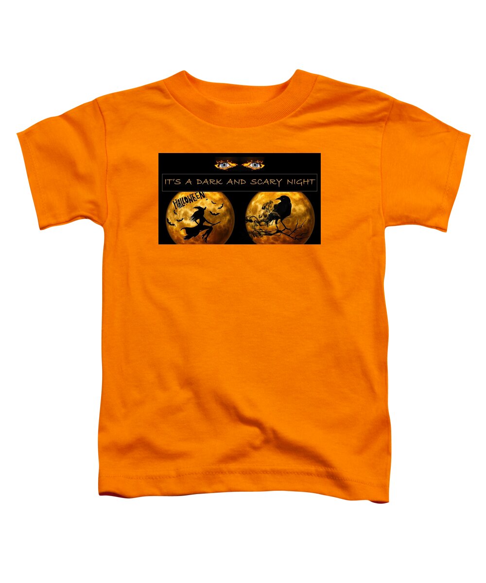 Halloween Toddler T-Shirt featuring the mixed media Dark and Scary Night by Nancy Ayanna Wyatt