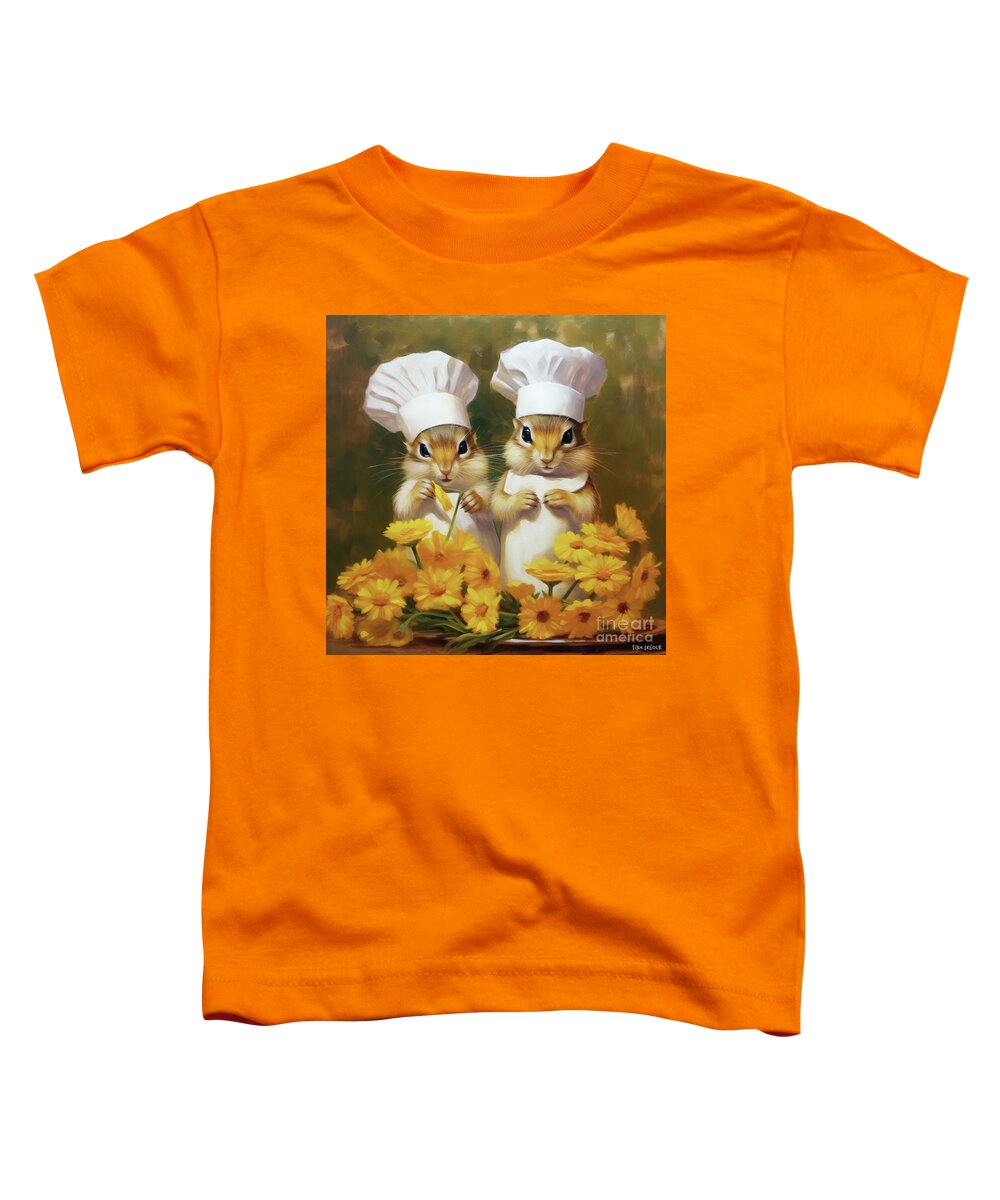 Chipmunk Toddler T-Shirt featuring the painting Dining On Daisies by Tina LeCour