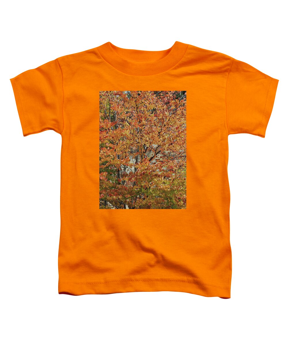Fall Leaves In The Trees Toddler T-Shirt featuring the digital art Fall Leaves In The Trees by Tom Janca