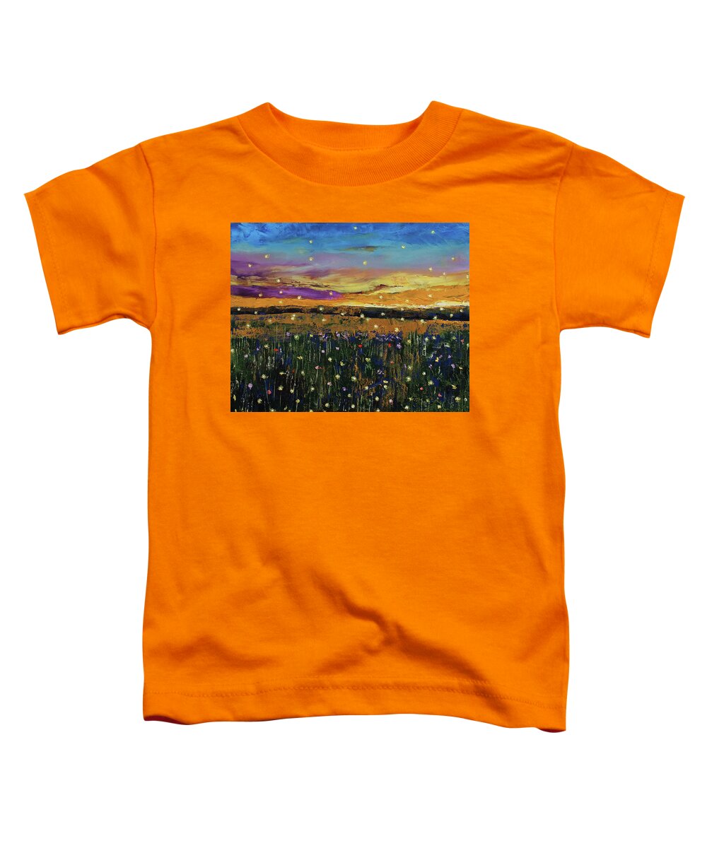 Firefly Toddler T-Shirt featuring the painting Fireflies by Michael Creese