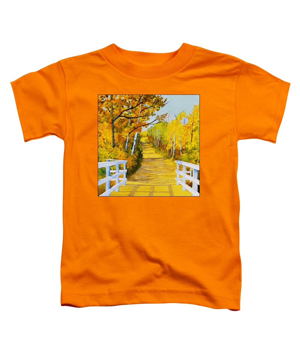 Yellow Brick Road Toddler T-Shirt featuring the painting Follow The Yellow Dirt Road by Teresa Trotter