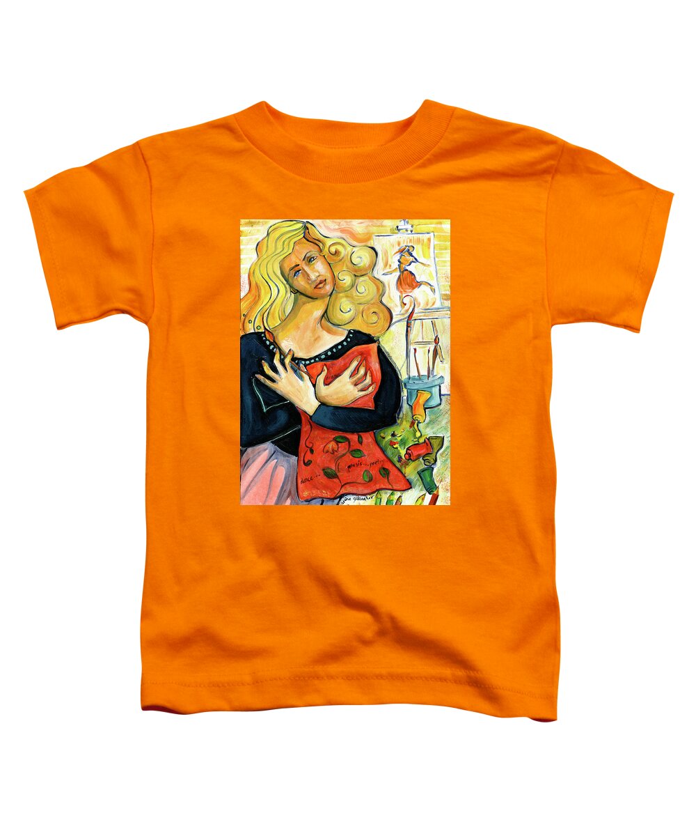 Portrait Toddler T-Shirt featuring the painting For the Love of Art by Catharine Gallagher