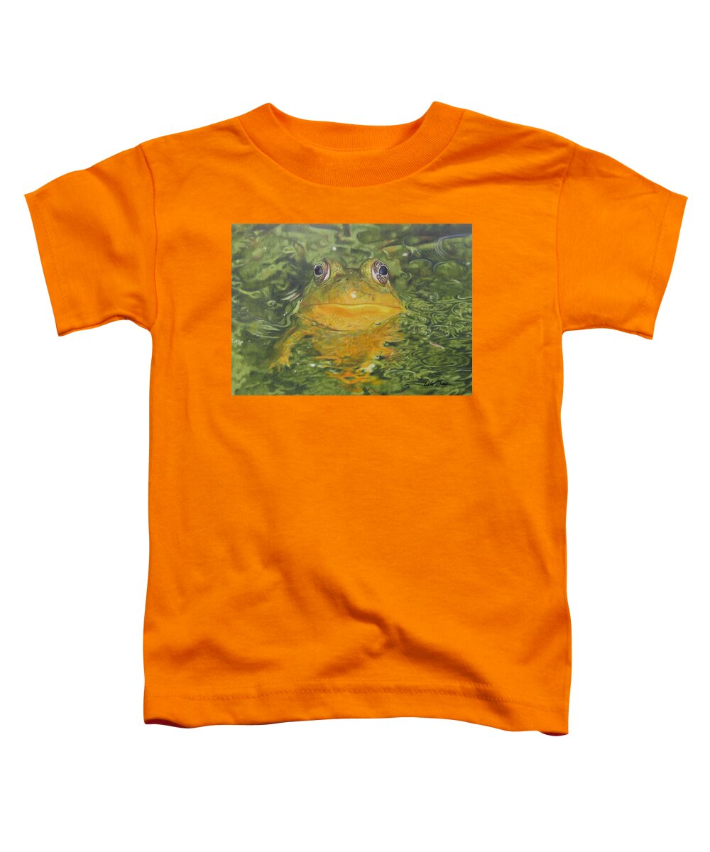 Water Toddler T-Shirt featuring the drawing Frog's Delight by Kelly Speros