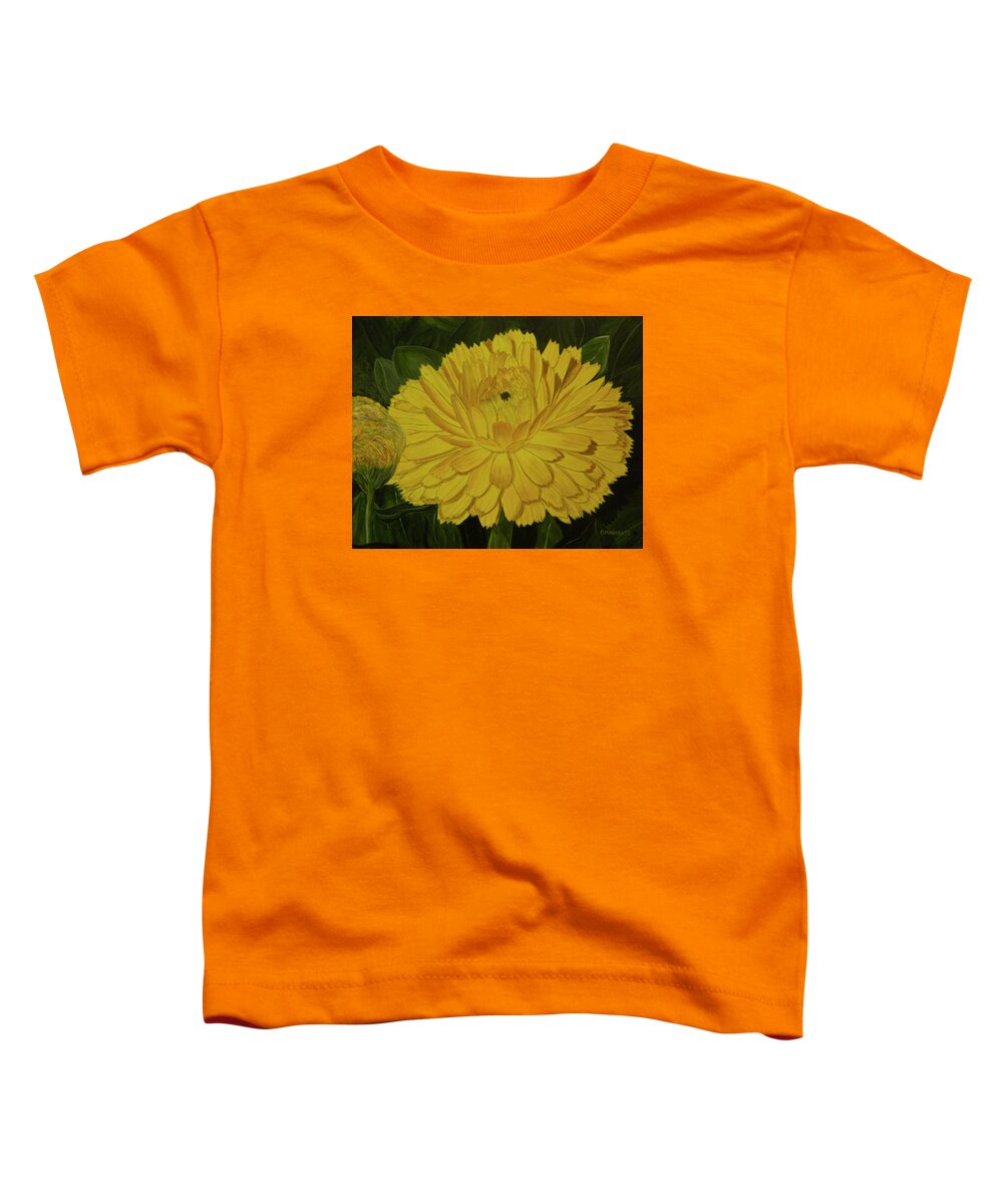 Floral Toddler T-Shirt featuring the painting Golden Punch by Donna Manaraze
