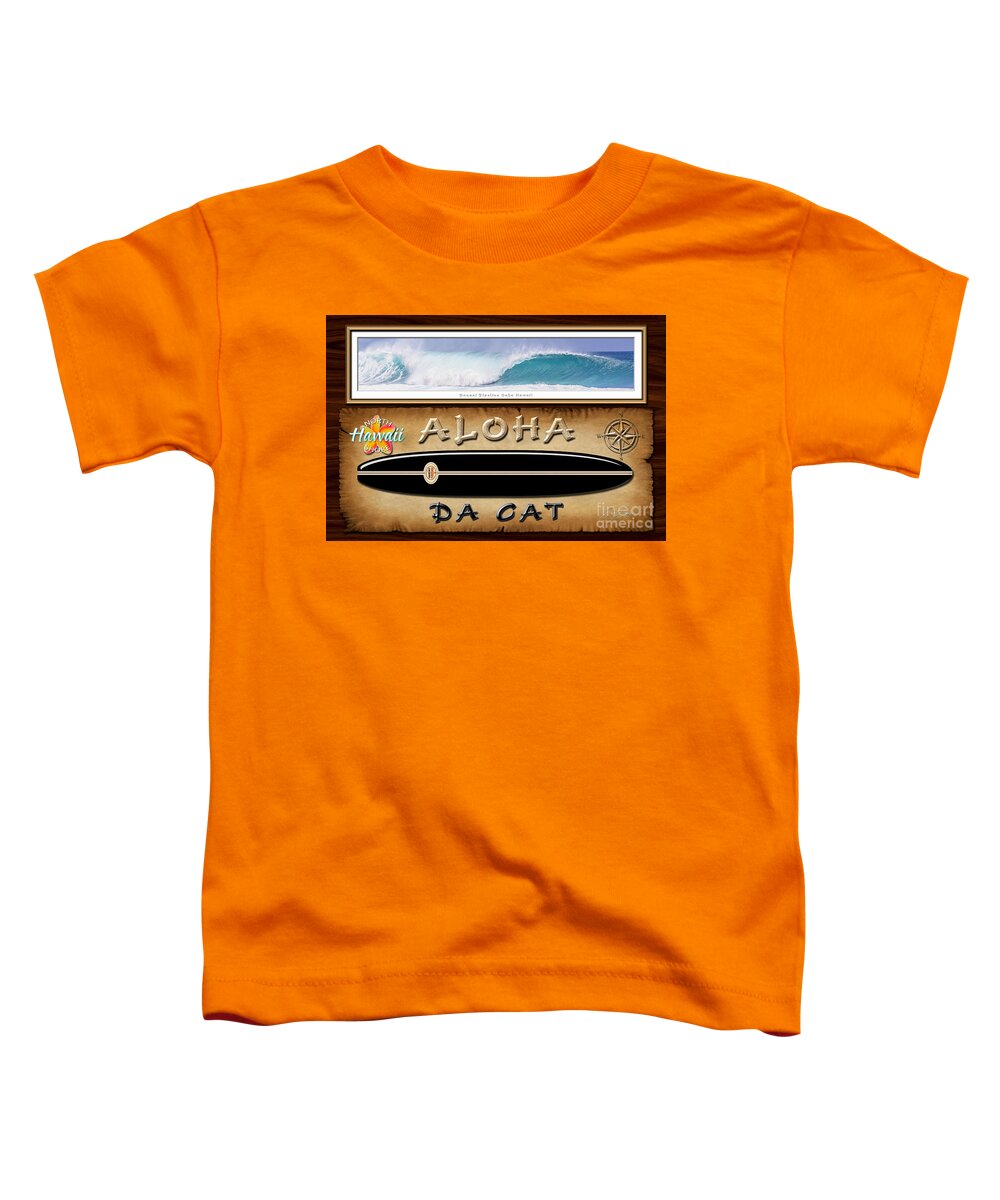Historic Surfboards Toddler T-Shirt featuring the photograph Greg Noll - A tribute to Big Wave Surfing Pioneers famous Da Cat Design by Aloha Art