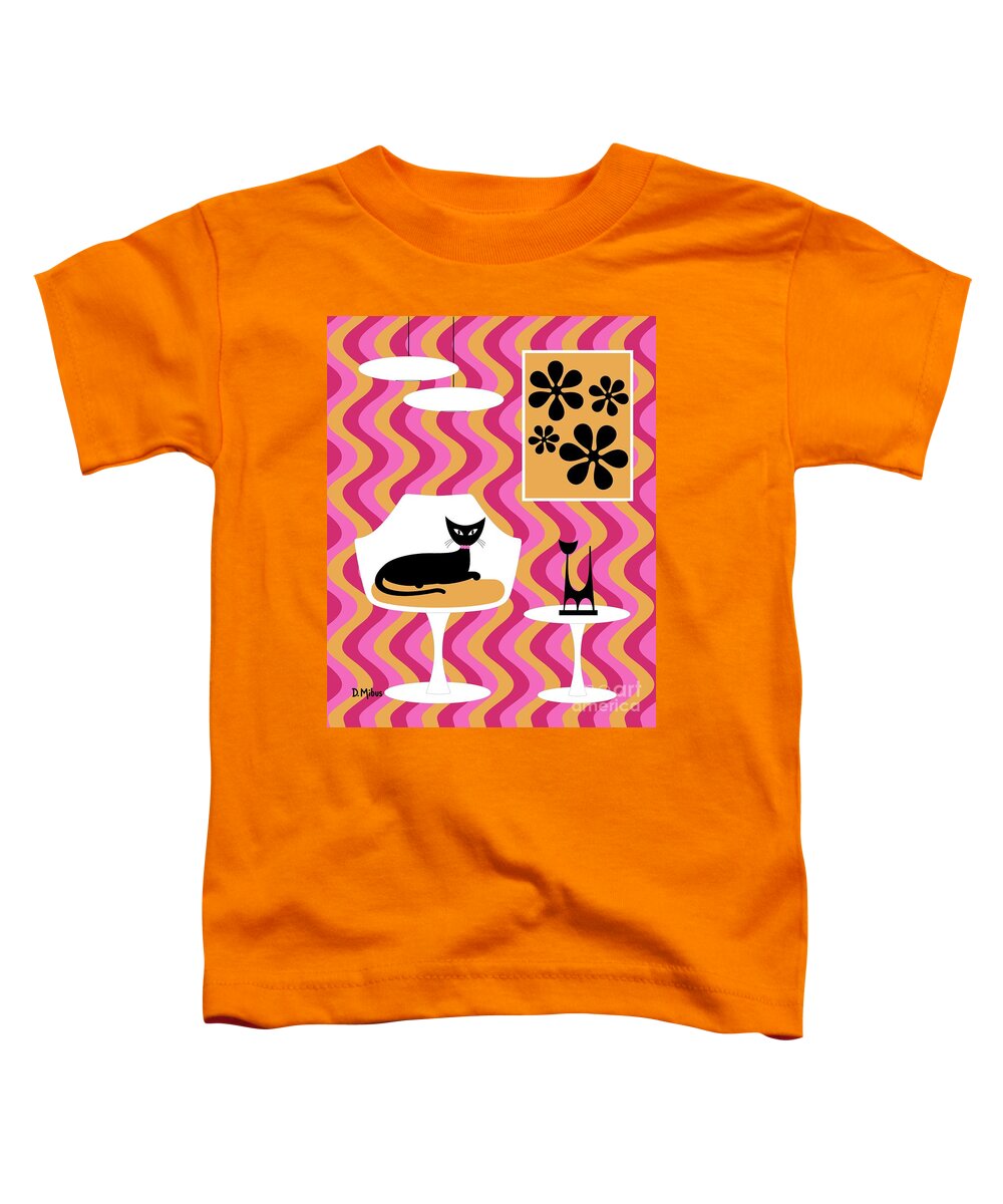 70s Toddler T-Shirt featuring the digital art Groovy Pink Stripes Room by Donna Mibus