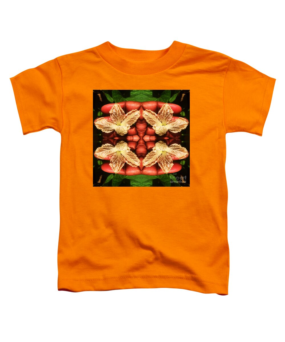 Birds Nest Gourd Flower And Hand Toddler T-Shirt featuring the photograph Hand Held Flower by Cleaster Cotton