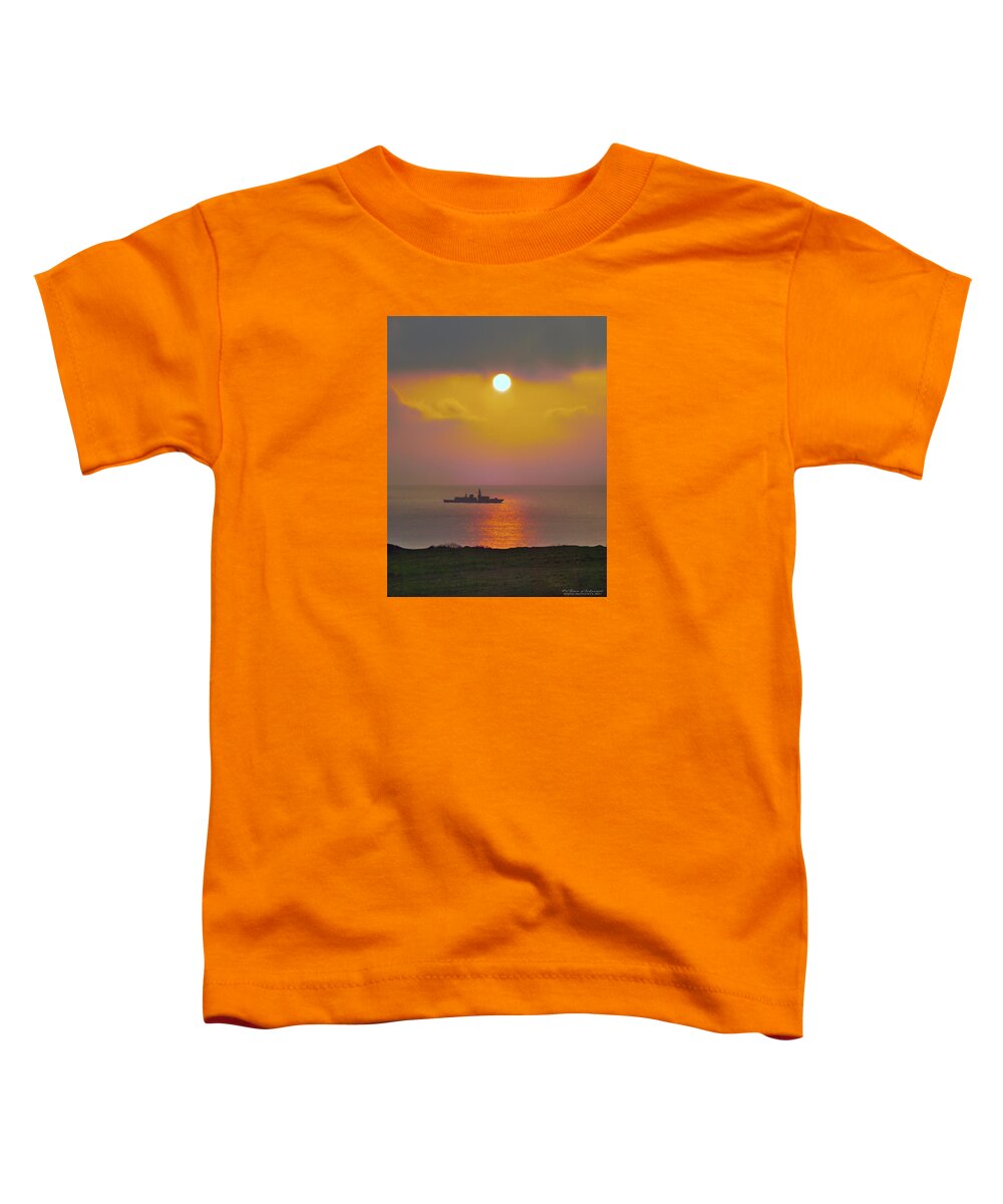 Warship Toddler T-Shirt featuring the photograph HMS Northumberland at Dawn by Alan Ackroyd