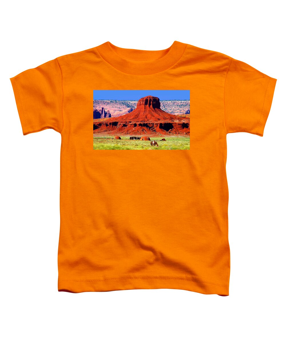 Digital West Hogan Indian Toddler T-Shirt featuring the digital art Hogans by Bob Shimer