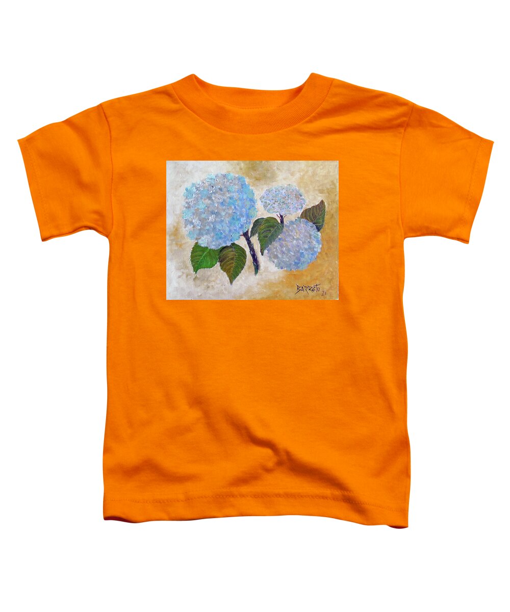 Flower Toddler T-Shirt featuring the painting Hydregenea Flowers by Gloria E Barreto-Rodriguez
