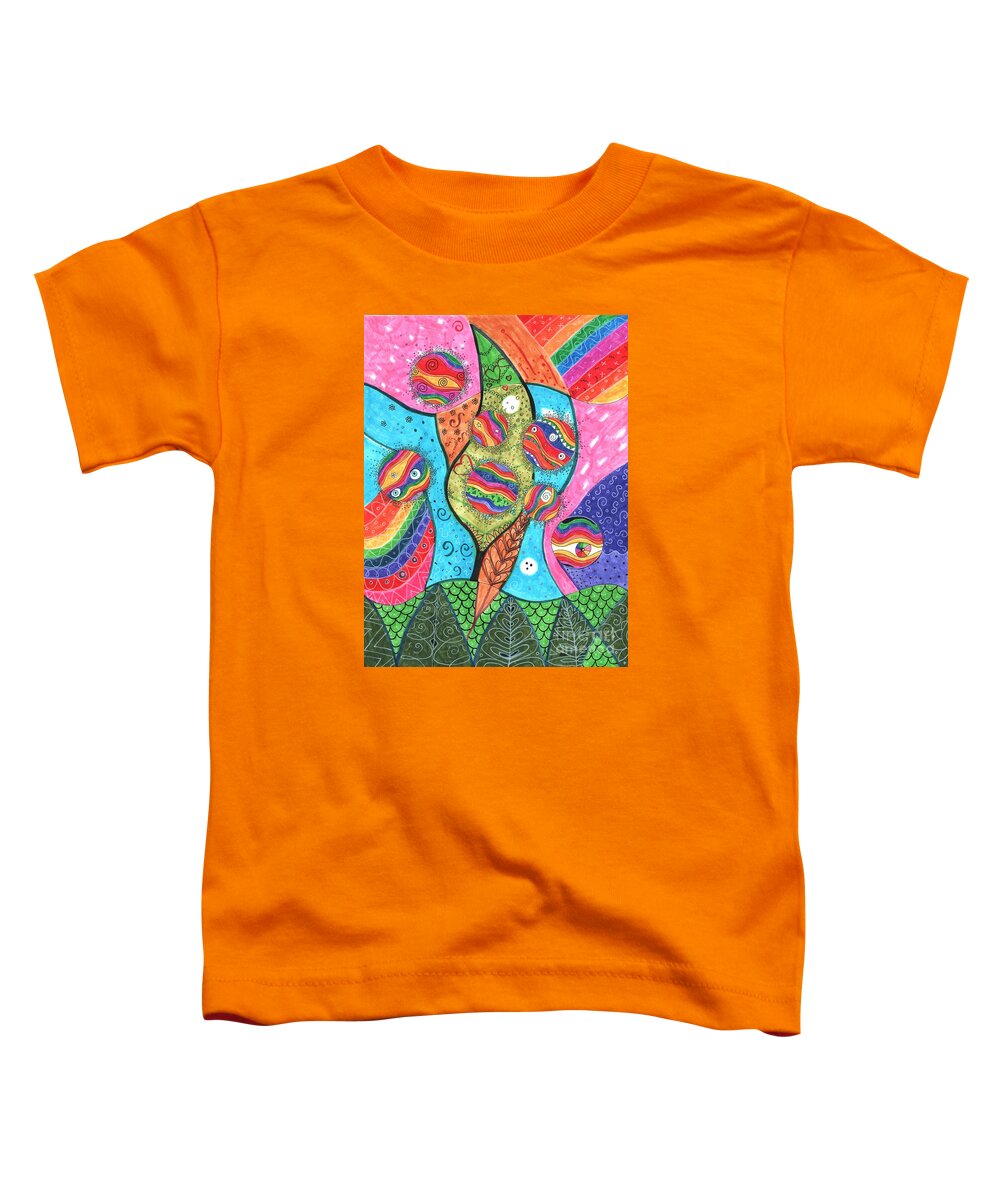 It Might Grow On You By Helena Tiainen Toddler T-Shirt featuring the mixed media It Might Grow On You by Helena Tiainen