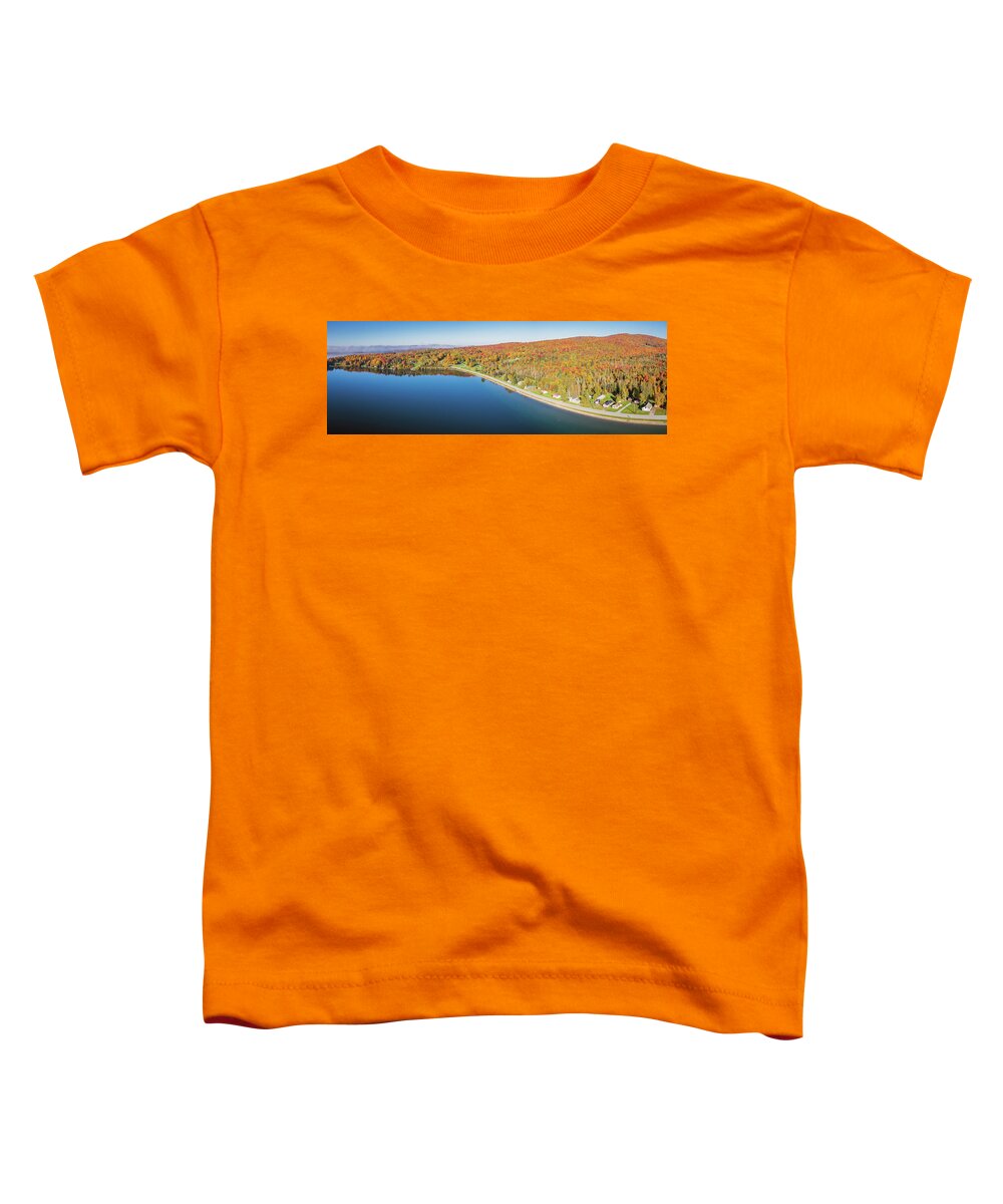 Fall Foliage 2021 Toddler T-Shirt featuring the photograph Lake Seymour Panorama - Morgan, VT by John Rowe