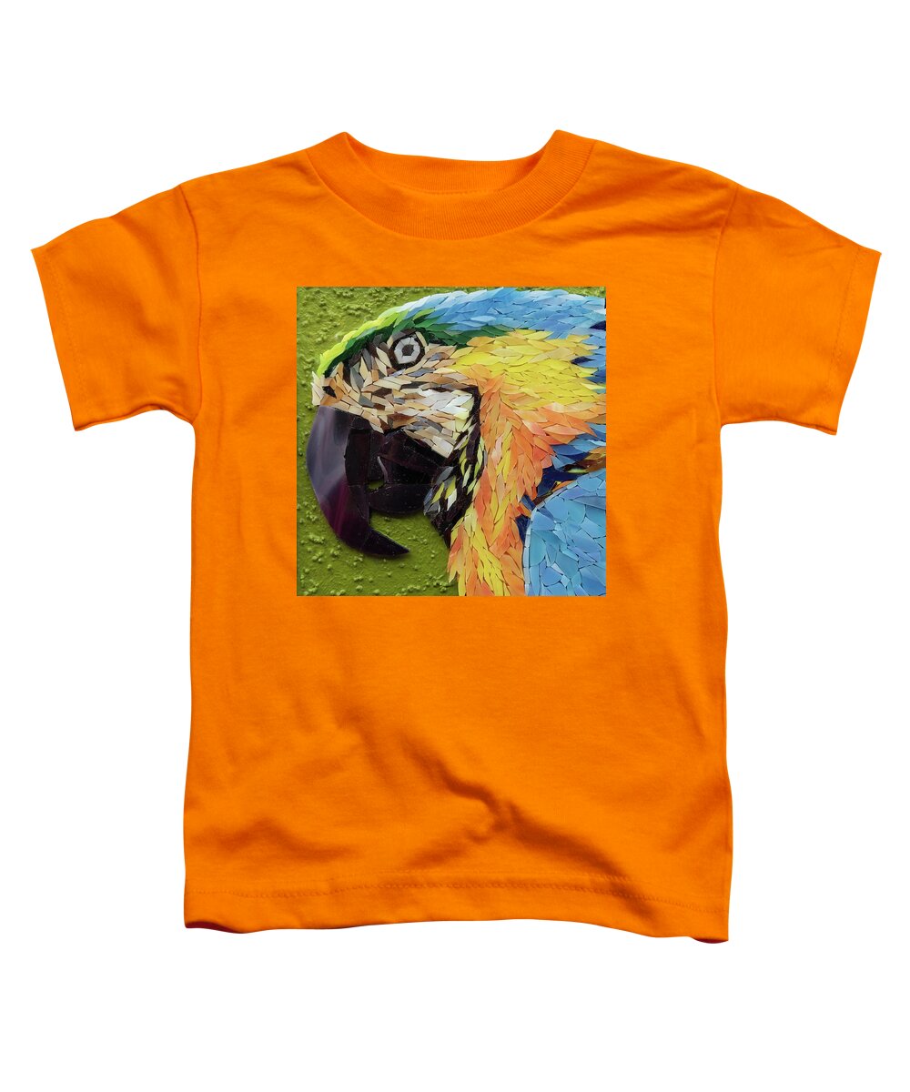 Macaw Toddler T-Shirt featuring the glass art Mackey the Blue and Yellow Macaw by Adriana Zoon
